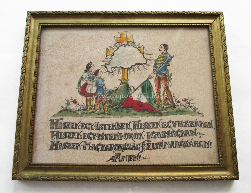 Irredenta festett selyem kend� - Magyar Hiszekegy